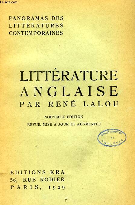 PANORAMA DE LA LITTERATURE ANGLAISE CONTEMPORAINE