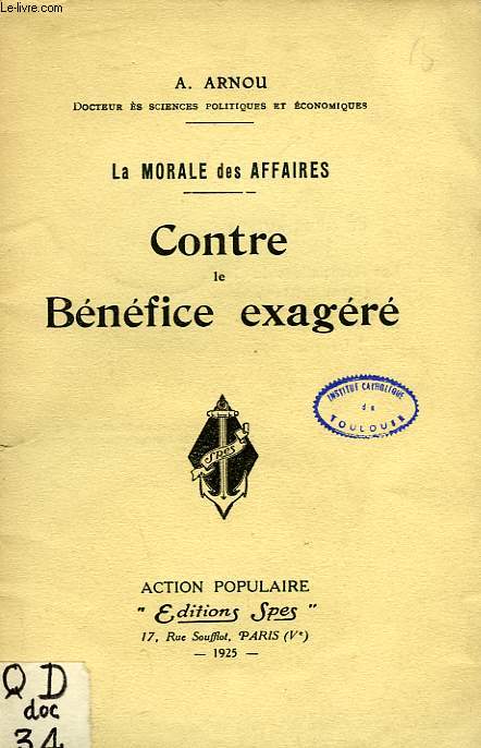 CONTRE LE BENEFICE EXAGERE
