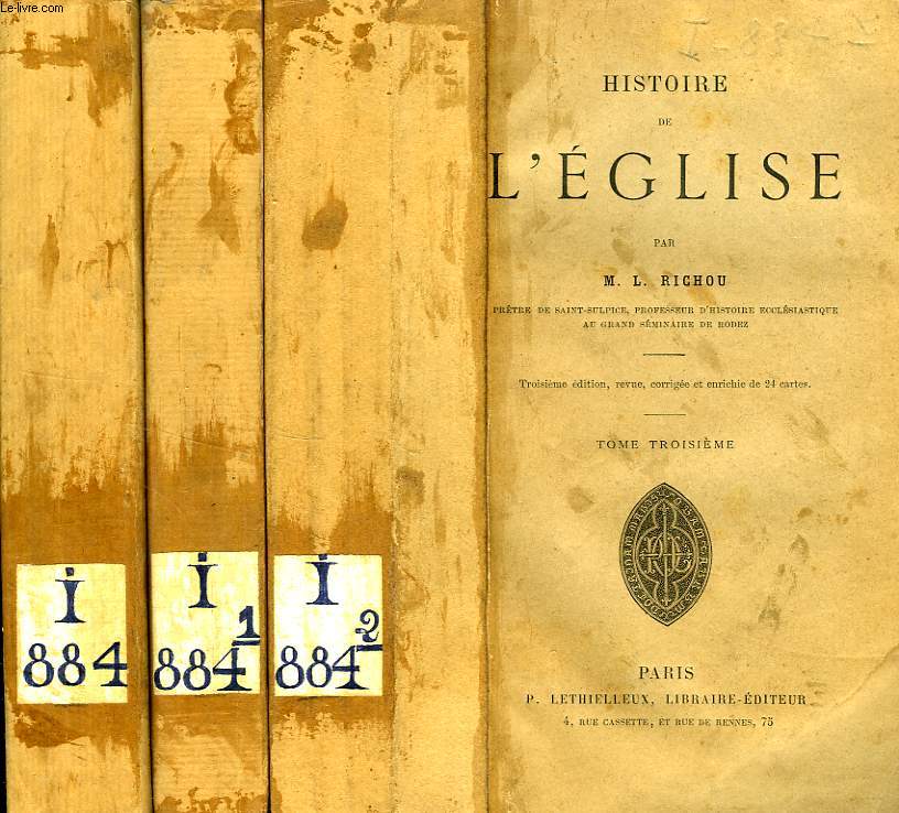 HISTOIRE DE L'EGLISE, 3 TOMES