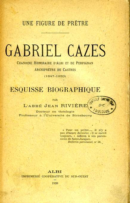 GABRIEL CAZES, ESQUISSE BIOGRAPHIQUE