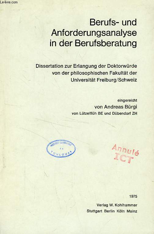 BERUFS- UND ANFORDERUNGSANALYSE IN DER BERUFSBERATUNG (DISSERTATION)