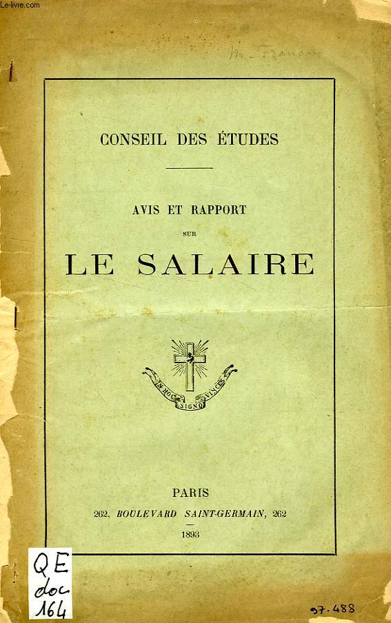 AVIS ET RAPPORT SUR LE SALAIRE