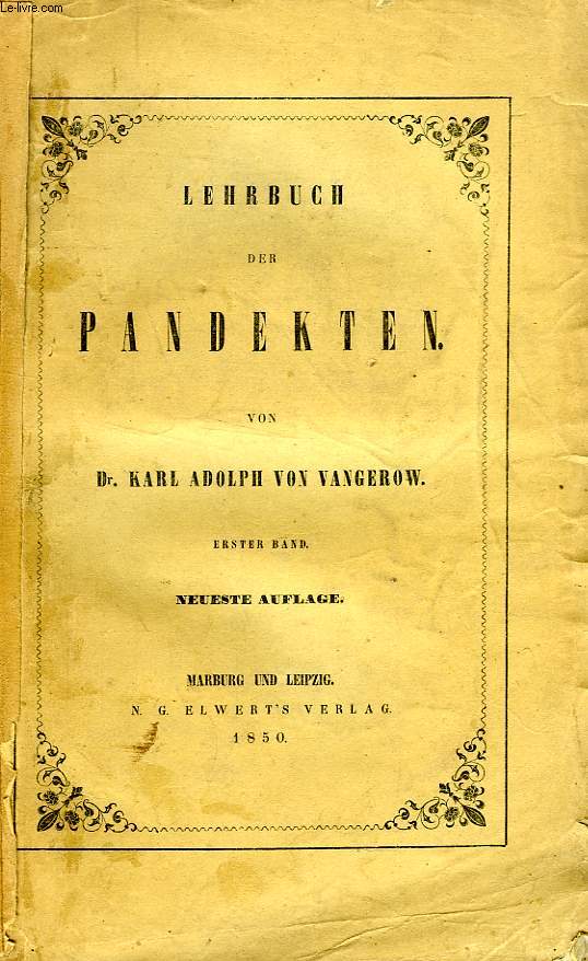 LEHRBUCH DER PANDEKTEN, 3 TOMES