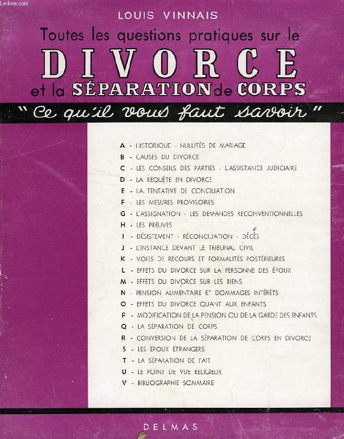 TOUTES LES QUESTIONS PRATIQUES SUR LE DIVORCE ET LA SEPARATION DE CORPS