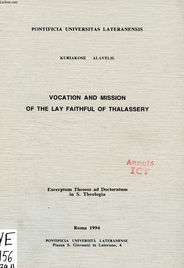 VOCATION AND MISSION OF THE LAY FAITHFUL OF THALASSERY