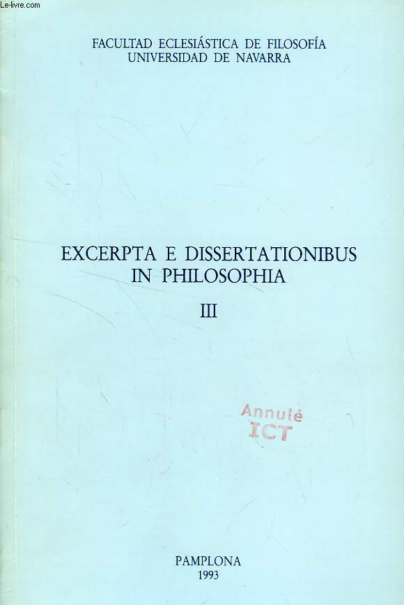 EXCERPTA E DISSERTATIONIBUS IN PHILOSOPHIA, III