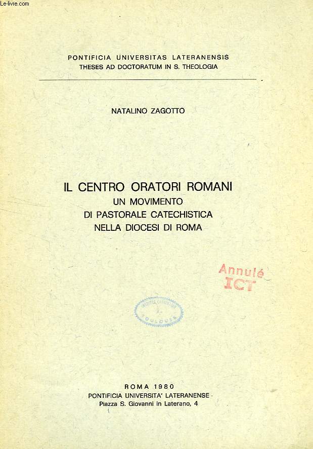 IL CENTRO ORATORI ROMANI, UN MOVIMENTO DI PASTORALE CATECHISTICA NELLA DIOCESI DI ROMA