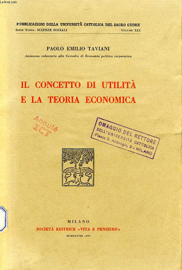 IL CONCETTO DI UTILITA E LA TEORIA ECONOMICA