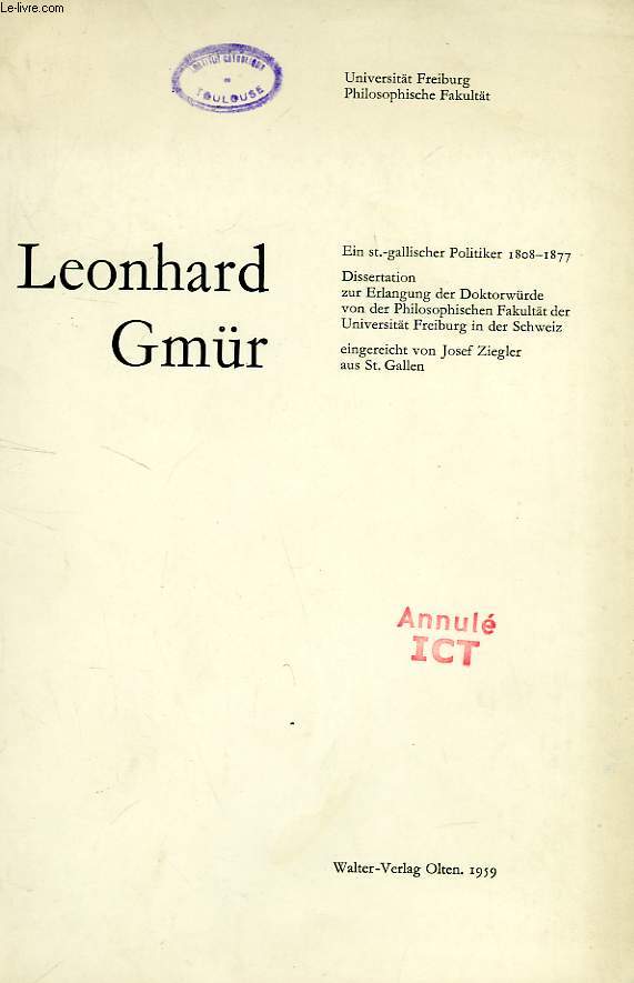 LEONHARD GMUR (DISSERTATION)