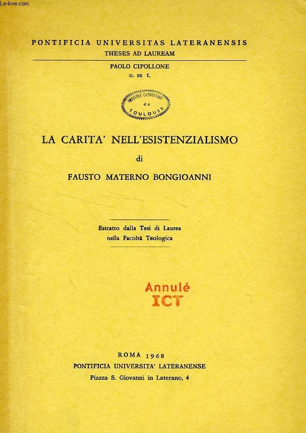 LA CARITA NELL'ESISTENZIALISMO DI FAUSTO MATERNO BONGIOANNI