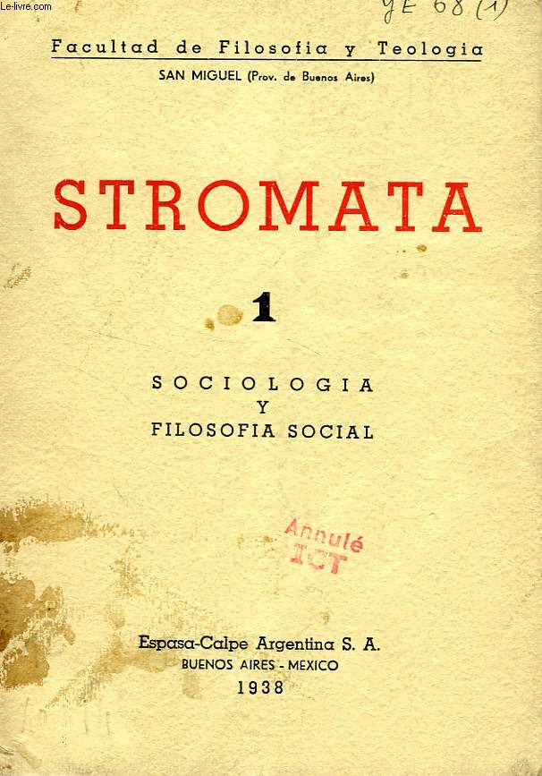 STROMATA, 1, SOCIOLOGIA Y FILOSOFIA SOCIAL