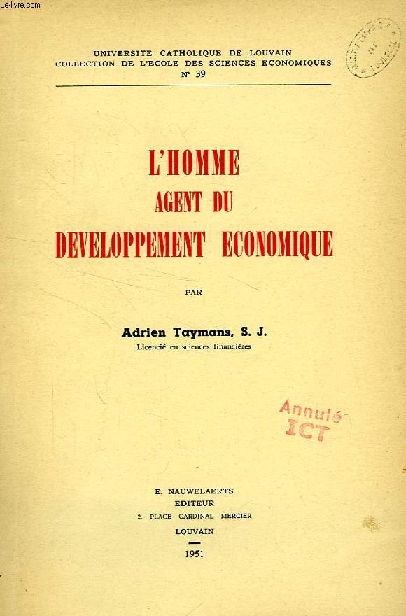 L'HOMME AGENT DU DEVELOPPEMENT ECONOMIQUE