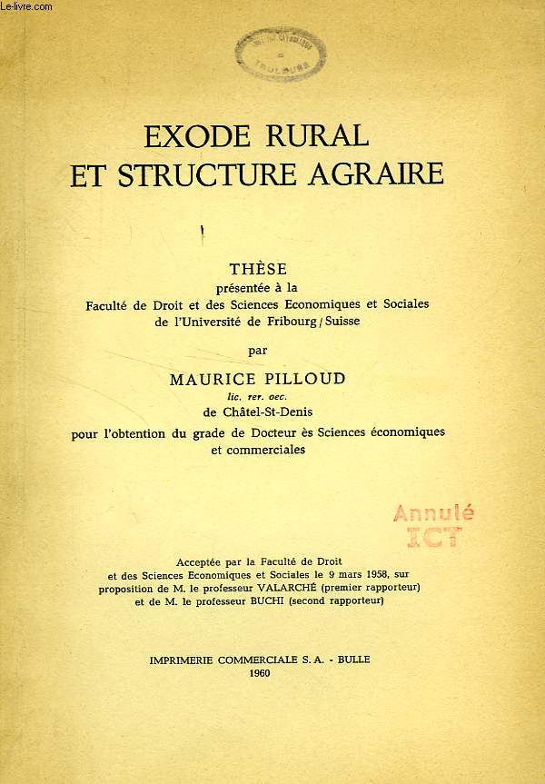 EXODE RURAL ET STRUCTURE AGRAIRE (THESE)