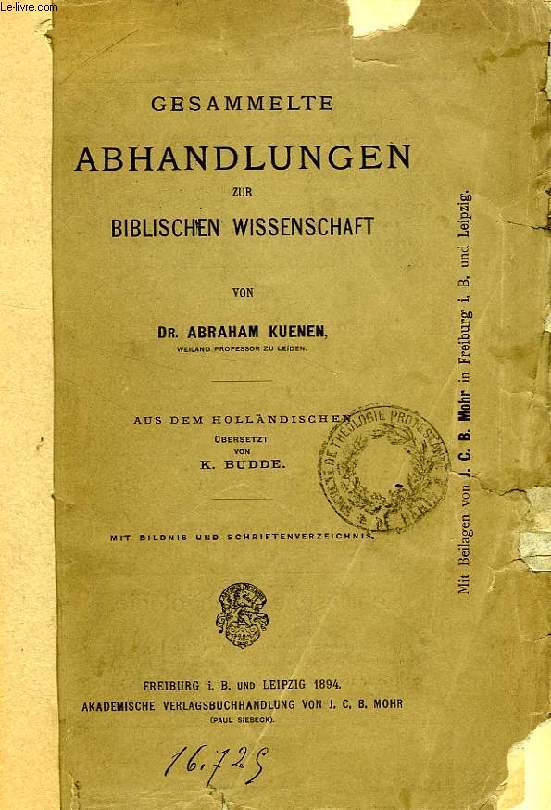 GESAMMELTE ABHANDLUNGEN ZUR BIBLISCHEN WISSENSCHAFT