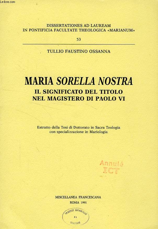 MARIA SORELLA NOSTRA, IL SIGNIFICATO DEL TITOLO NEL MAGISTERO DI PAOLO VI