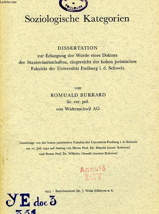 SOZIOLOGISCHE KATEGORIEN (DISSERTATION)