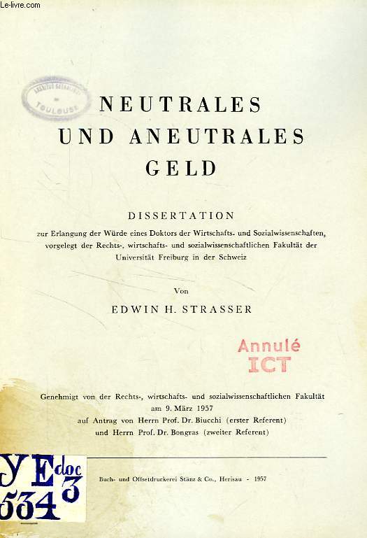 NEUTRALES UND ANEUTRALES GELD (DISSERTATION)