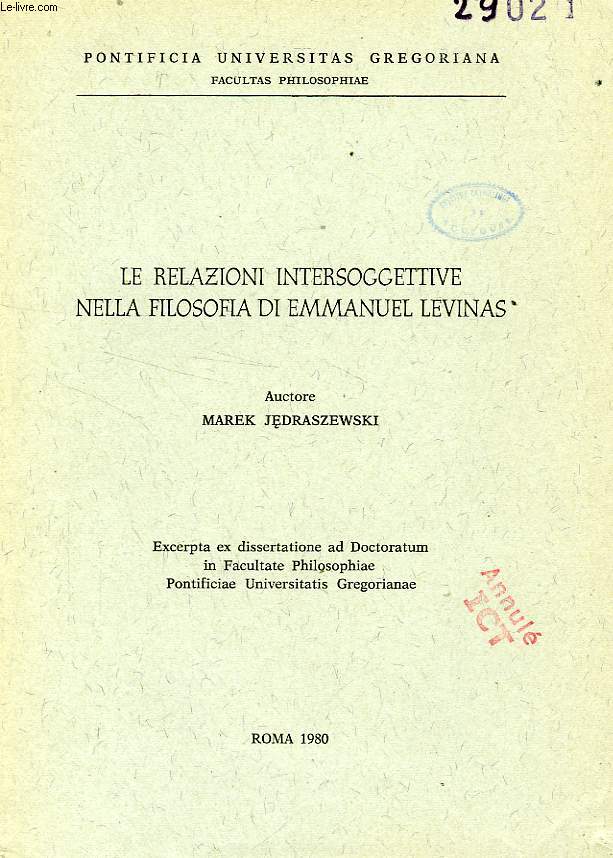 LE RELAZIONI INTERSOGGETTIVE NELLA FILOSOFIA DI EMMANUEL LEVINAS