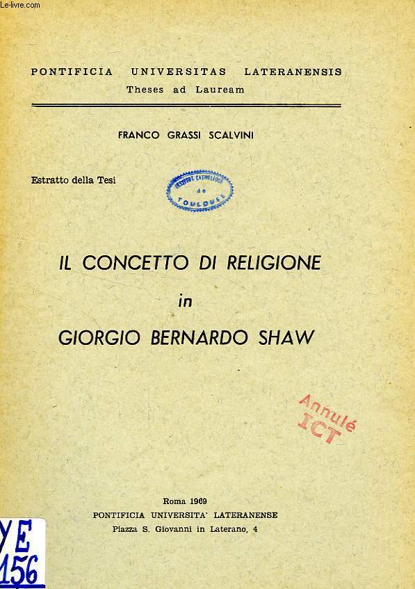 IL CONCETTO DI RELIGIONE IN GIORGIO BERNARDO SHAW