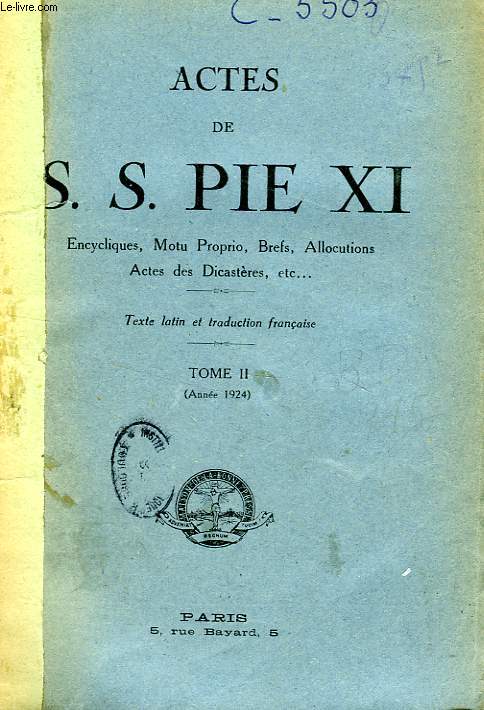 ACTES DE S. S. PIE XI, TOME II (1924)