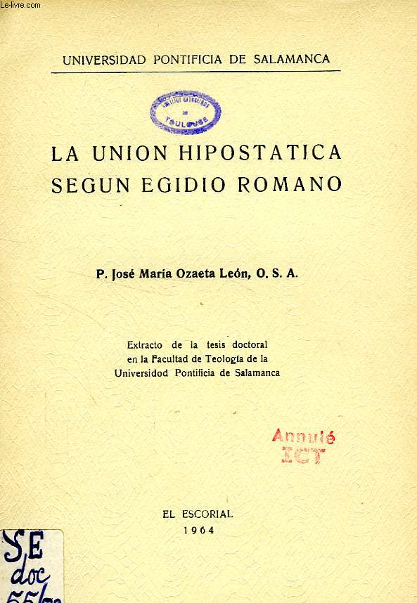 LA UNION HIPOSTATICA SEGUN EGIDIO ROMANO