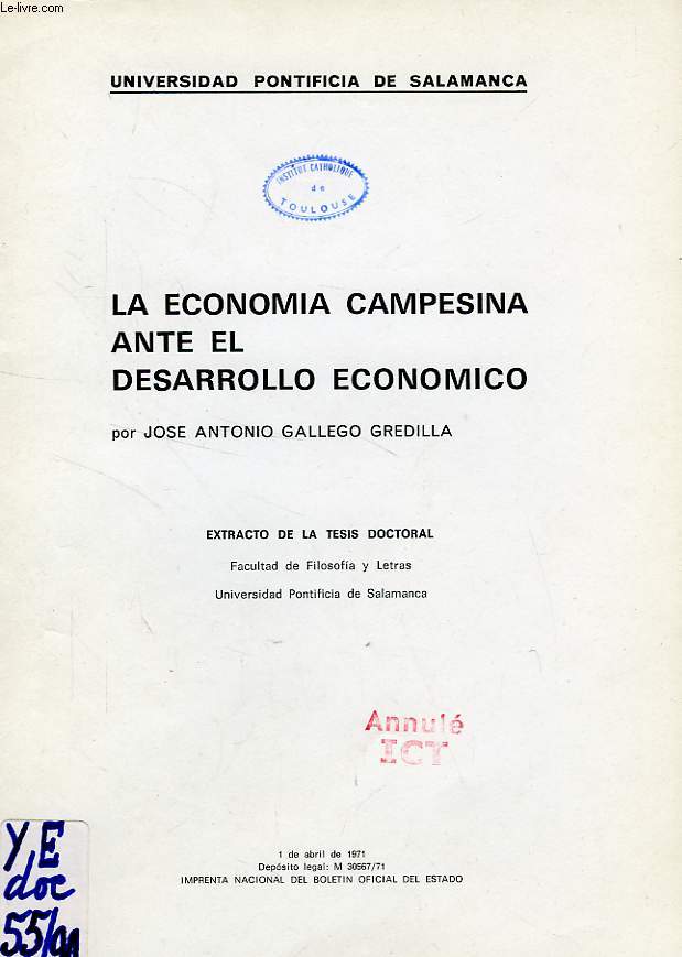 LA ECONOMIA CAMPESINA ANTE EL DESARROLLO ECONOMICO