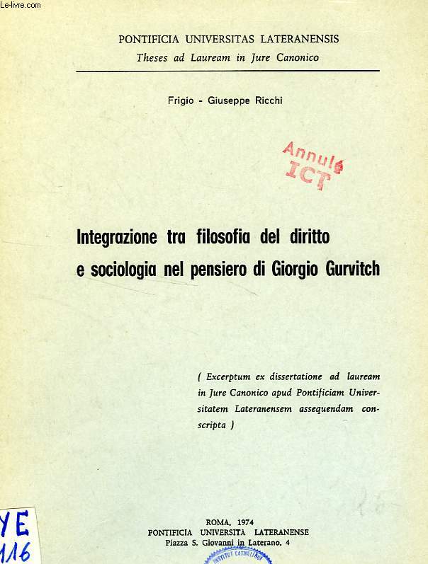 INTEGRAZIONE TRA FILOSOFIA DEL DIRITTO E SOCIOLOGIA NEL PENSIERO DI GIORGIO GURVITCH