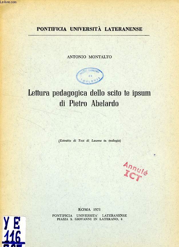 LETTURA PEDAGOGICA DELLO SCRITTO TE IPSUM DI PIETRO ABELARDO