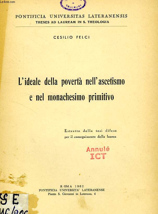 L'IDEALE DELLA POVERTA' NELL'ASCETISMO E NEL MONACHESIMO PRIMITIVO