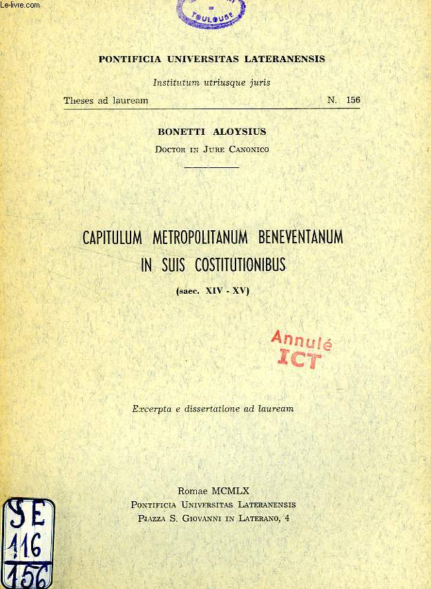 CAPITULUM METROPOLITANUM BENEVENTANUM IN SUIS COSTITUTIONIBUS (SACC. XIV-XV)