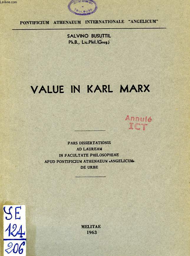 VALUE IN KARL MARX