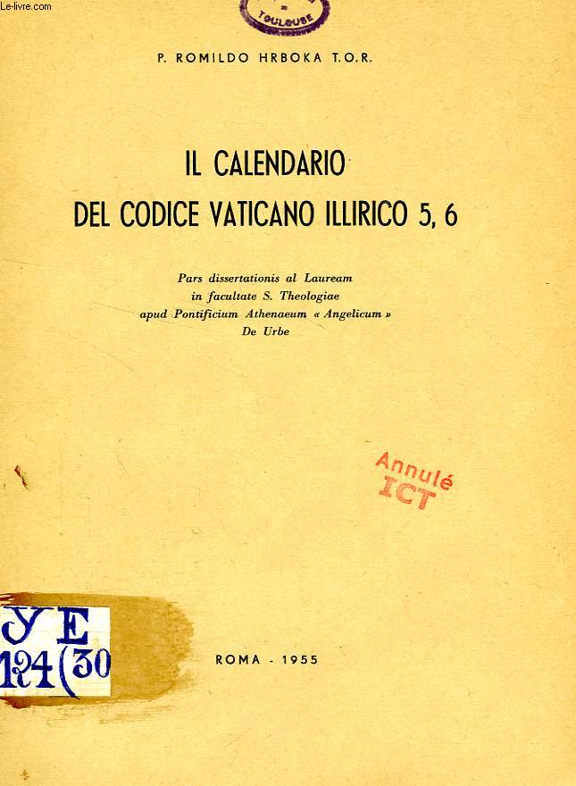 IL CALENDARIO DEL CODICE VATICANO ILLIRICO 5,6