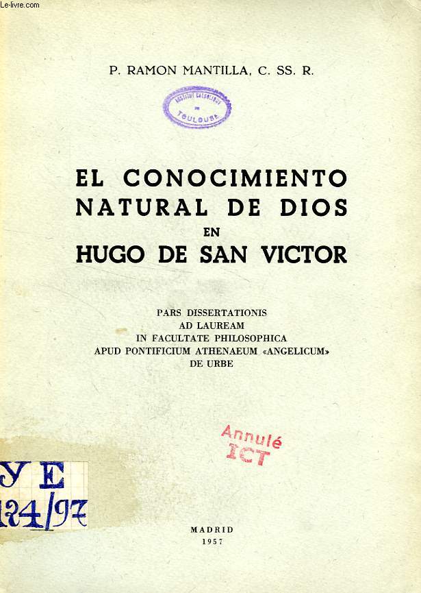 EL CONOCIMIENTO NATURAL DE DIOS EN HUGO DE SAN VICTOR