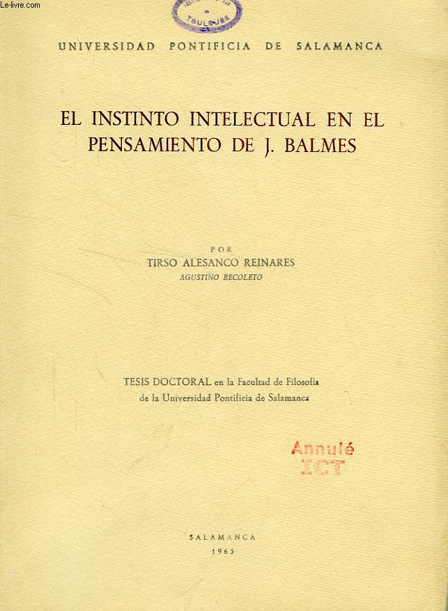 EL INSTINTO INTELECTUAL EN EL PENSAMIENTO DE J. BALMES