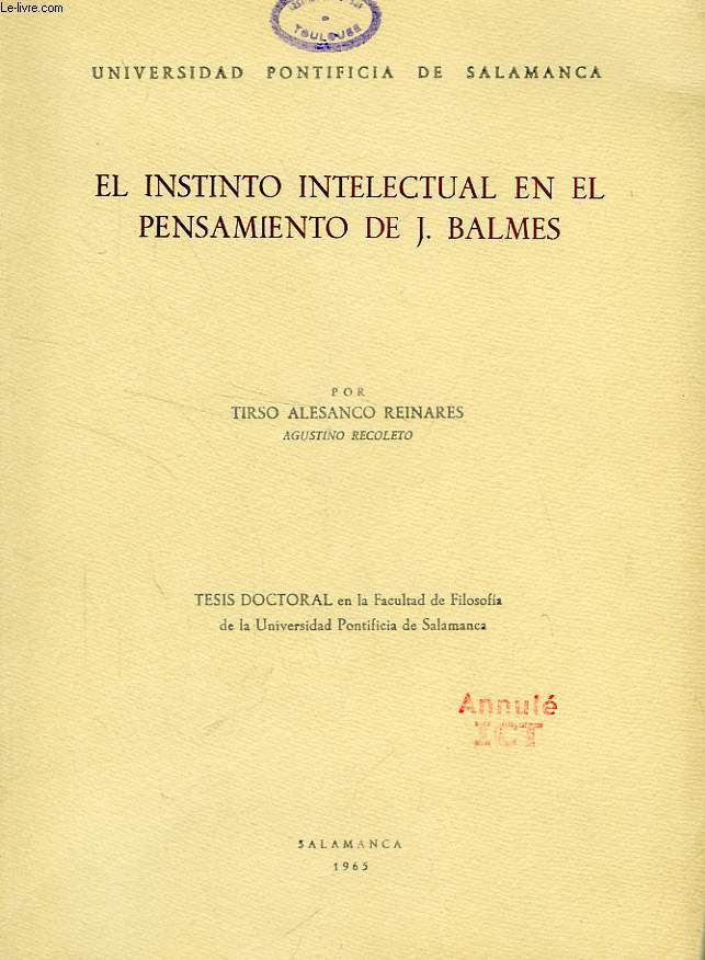 EL INSTINTO INTELECTUAL EN EL PENSAMIENTO DE J. BALMES