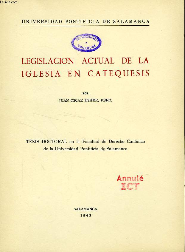 LEGISLACION ACTUAL DE LA IGLESIA EN CATEQUESIS