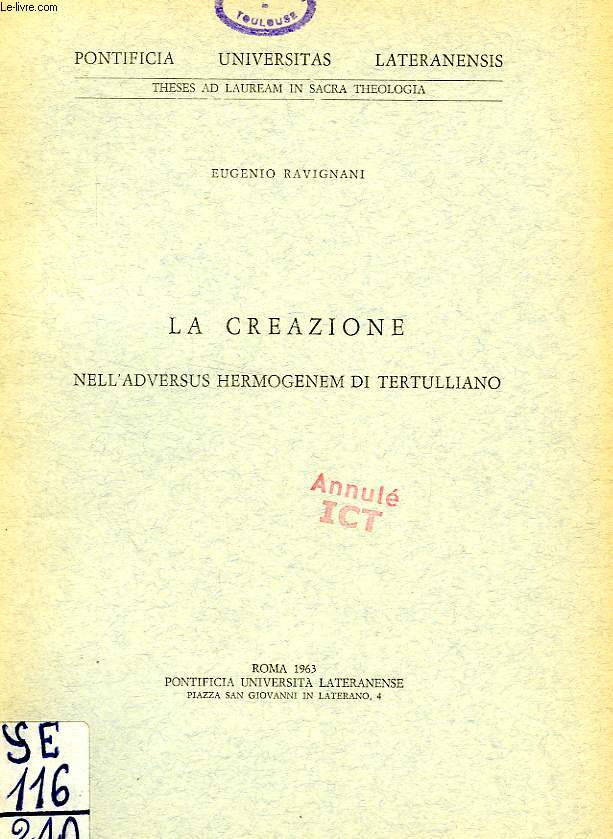 LA CREAZIONE NELL'ADVERSUS HERMOGENEM DI TERTULLIANO