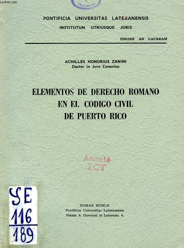 ELEMENTOS DE DERECHO ROMANO EN EL CODIGO CIVIL DE PUERTO RICO