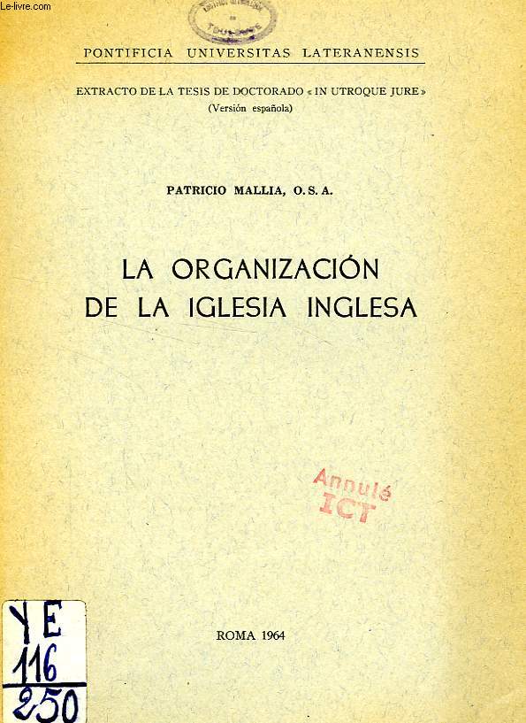 LA ORGANIZACION DE LA IGLESIA INGLESA