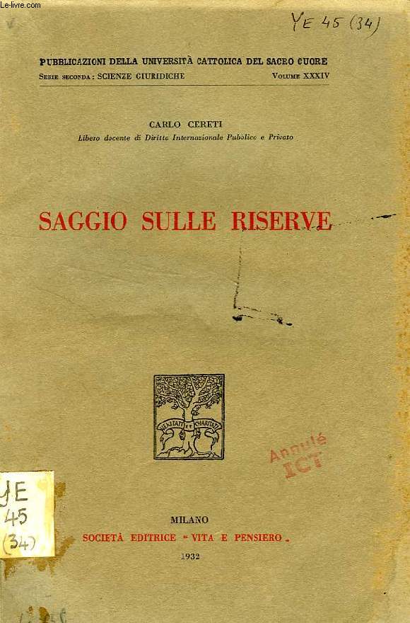 SAGGIO SULLE RISERVE