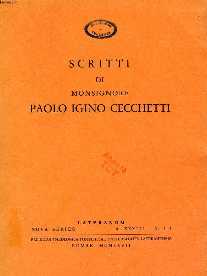 SCRITTI DI MONSIGNORE PAOLO IGINO CECCHETTI