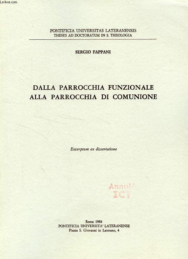 DALLA PARROCHIA FUNZIONALE ALLA PARROCHIA DI COMUNIONE