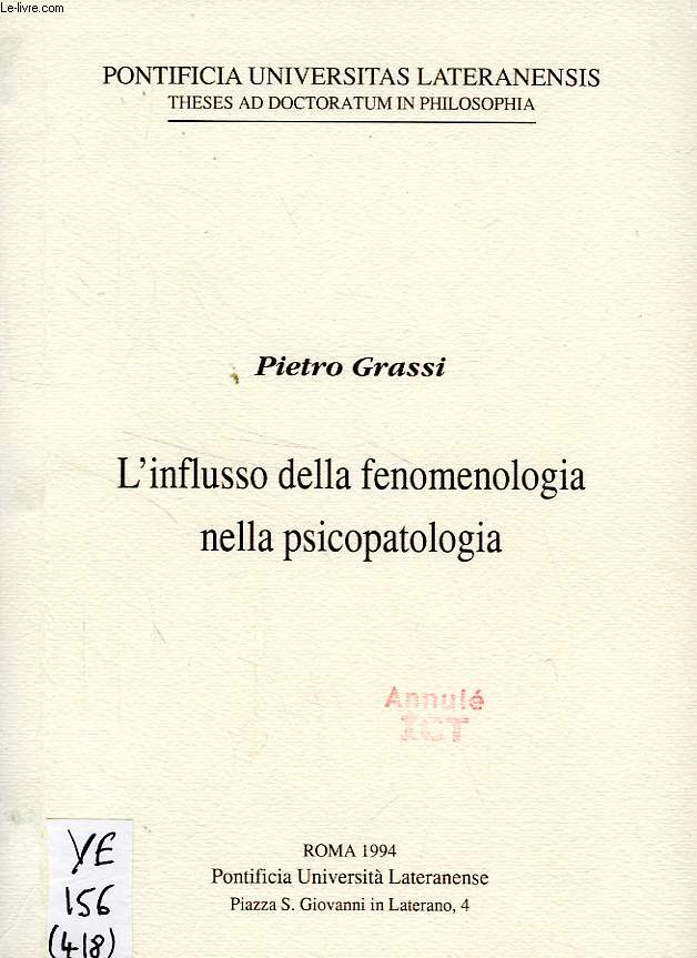 L'INFLUSSO DELLA FENOMENOLOGIA NELLA PSICOPATOLOGIA