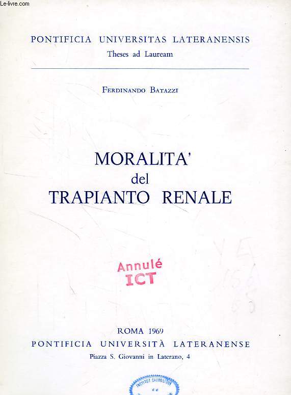 MORALITA' DEL TRAPIANTO RENALE