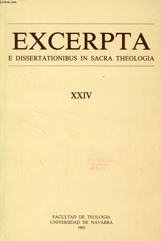 EXCERPTA E DISSERTATIONIBUS IN SACRA THEOLOGIA, XXIV
