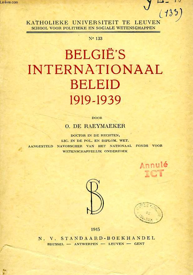 BELGIE'S INTERNATIONAAL BELEID 1919-1939