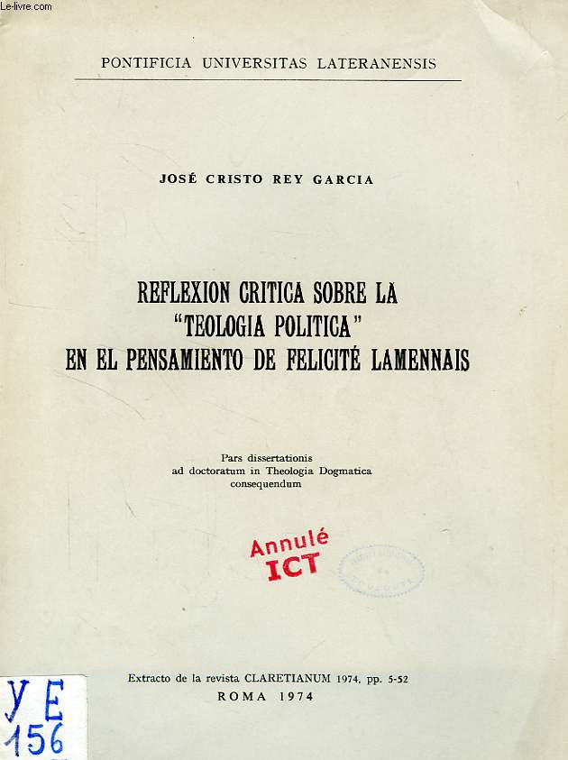 REFLEXION CRITICA SOBRE LA 'TEOLOGIA POLITICA' EN EL PENSAMIENTO DE FELICITE LAMENNAIS