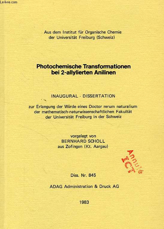 PHOTOCHEMISCHE TRANSFORMATIONEN BEI 2-ALLYLIERTEN ANILIEN (INAUGURAL-DISSERTATION)