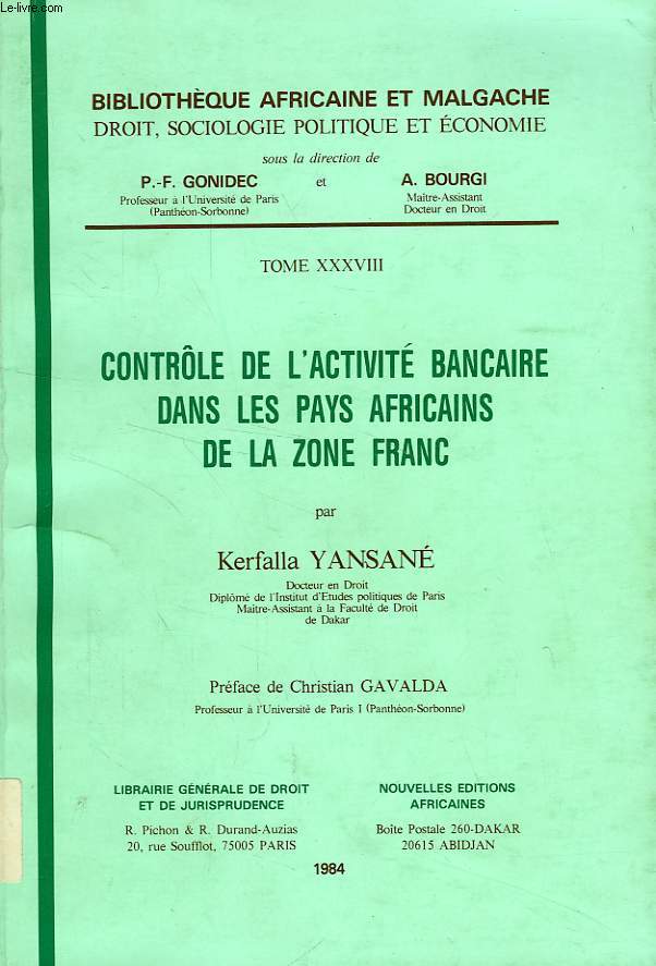 CONTROLE DE L'ACTIVITE BANCAIRE DANS LES PAYS AFRICAINS DE LA ZONE FRANC