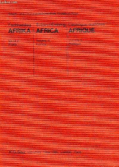 FACHKATALOG AFRIKA BAND 2 / SUBJECT CATALOG AFRICA VOL. 2 / CATALOGUE-MATIERES AFRIQUE VOL. 2, SEPT. 1977